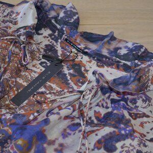 Elie Tahari Multi Color Paisley Long Sleeve Top